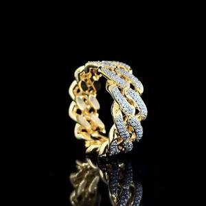 Anillo Cubano Chapado en Oro Amarillo de 18k con Diamantes VVS, Anillo de Compromiso y Boda con Diamantes Reales, Estilo Hip Hop, Joyería Fina - Product Image 6