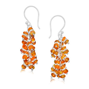 Pendientes de Plata de Ley 925 con Ópalo Naranja en Forma de Racimo para Mujer, Hechos a Mano, Chapados en Oro Amarillo, Piedra de Nacimiento, Joyería de Boda, Regalo - Product Image 1