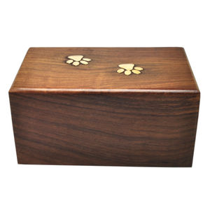 High Grade Custom Eco-Friendly Wooden <b>Pet</b> <b>Memorial</b> Urn with Brass Inlay Handcrafted Dog <b>Memorial</b> Product - Product Image 1