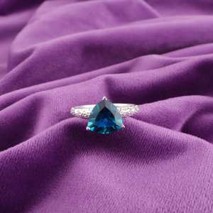 Gema de Apatita, Corte Marquesa, 1.40 Quilates, Plata de Ley 925, Piedra de Nacimiento de Marzo para Mujer, Joyería Elegante de Moda, Regalo - Product Image 1