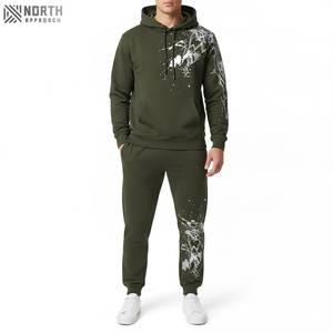 Heavyweight Cotton Breathable Tracksuit Made In Pakistan Embroidered Zipper Hoodie & Flare Bottom Sweatpants <b>Sweat</b> <b>Suit</b> Luxury - Product Image 1