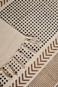 Tapis de couloir extérieur moderne en coton tissé à la main, imprimé à blocs de couleurs abstraits, sérigraphié, à poils moyens, lavable, par MITTAL TEXTILE - Product Image 3