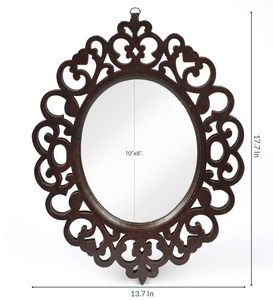 Wall <b>Mirror</b> Wooden <b>Walnut</b> Color 18"x14" Pack of One Victorian Style Elegantly Hand Crafted Floral Carving <b>Mirror</b> for Home and - Product Image 3