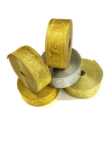 Ethnic Style Twill Silver Ribbon Jacquard Woven Eco-Friendly Small Flowers Webbing for Garment Bags <b>Shoes</b> <b>Accessories</b> Wholesale - Product Image 4