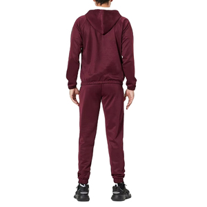 Conjunto Deportivo para Hombre Color Granate con Bloques de Color, Sudadera con Capucha y Cremallera Completa, Pantalones Jogger, Estilo Casual Trackstar, Marca Privada OEM - Product Image 3