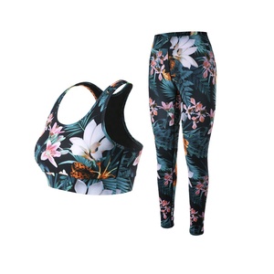 Traje deportivo de dos piezas para mujer, conjunto de fitness ligero ecológico para gimnasio, mallas de Yoga estampadas, Sujetador deportivo, Tops para entrenamiento Fitness - Product Image 2