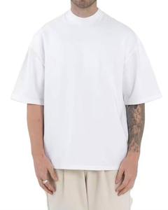 Guangzhou Factory Custom Men Clothing Oversized Cotton Tshirt Drop Shoulder Baggy Fit Heavy Mock Neck t Shirt - Product Image 4