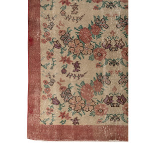 Alfombra de Lana Anudada a Mano Vintage Pae-2354 de Gran Tamaño, Diseño Floral Rojo y Naranja para Sala de Estar, Pasillo, Rectangular, para Adolescentes - Product Image 4