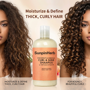 Natural Curl Enhancing <b>Shampoo</b> Coconut Hibiscus Formula for Thick Curly <b>Hair</b> Moisturize and Define Curls - Product Image 1