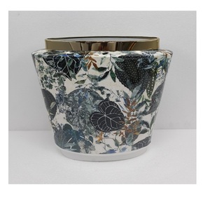 Vase à fleurs en métal de conception classique et émail de décalcomanie de jardinière fini pour la maison et le pot de fleur décoratif extérieur fait à la main personnalisé - Product Image 5