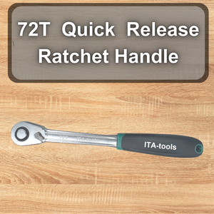 OEM ODM Mango de trinquete de liberación rápida de 1/4" 3/8" 1/2" 72T con agarre 2K de acero Cr-V para bricolaje, fabricado en Taiwán - Product Image 2