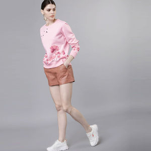 Nouveau sweat-shirt femme avec plaine à la mode à manches longues personnalisé polaire Fitness pas cher prix élégant respirant femmes sweats - Product Image 5