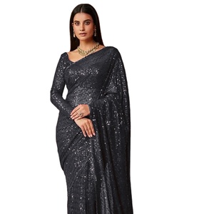 Bollywood Beautiful Fancy Georgette seda con bordado Sequin Work Collection - Product Image 1