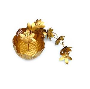 Bol décoratif rond Urli en laiton traditionnel fabriqué à la main avec motif de fleurs pour bureau à domicile pour décor de mariage Diwali. - Product Image 4