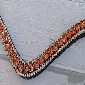 Bande de sourcils de cheval en cuir incurvé profond de qualité supérieure avec décoration en or rose et cristaux clairs fabricant de gros indien - Product Image 6
