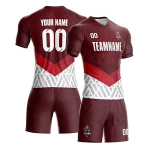 Vente en gros de haute qualité ensemble de maillot de football col en V avec logo personnalisable respirant à séchage rapide imprimé par sublimation - Product Image 2