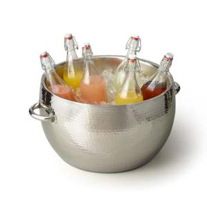 Hammered Stainless Steel Double Wall Cooler Metal Tabletop Service <b>Ice</b> <b>Bucket</b> Commercial Bar Foodservice Hotel for Wine - Product Image 1