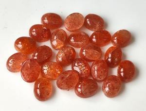Piedra solar naranja natural cabujón ovalado suelto 3x5mm-10x14mm piedra preciosa trasera plana para la fabricación de joyas - Product Image 4