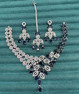 ชุดสร้อยคอประกายเพชรแบบอเมริกันพร้อมต่างหูที่เข้ากันเครื่องประดับอินเดียสำหรับผู้หญิงทุกการใช้งานและงานเลี้ยง - Product Image 1