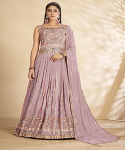 VESTIDO DE TRABAJO DE PIEDRA BORDADA DE GEORGETTE PESADO A LA MODA CON DUPATTA DESPIECE DE FIESTA PRECIO AL POR MAYOR ROPA ÉTNICA Ropa - Product Image 1