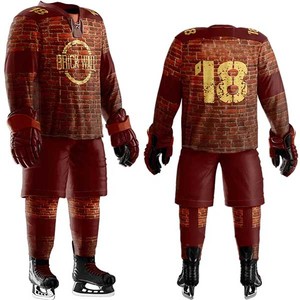 Uniformes de Hockey sobre Hielo de Diseño Personalizado de Alta Calidad, Conjuntos al por Mayor Sublimados, Transpirables, de Secado Rápido, Poliéster/Algodón, Servicio OEM - Product Image 1