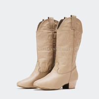 Bottes hautes unisexe en PU avec doublure en microfibre, semelle extérieure en cuir véritable/caoutchouc, semelle intermédiaire, conception sur mesure, faible MOQ, haute qualité