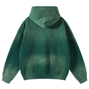 Sweats à capuche pour hommes en détresse délavés à l'acide de couleur verte personnalisée de haute qualité 100% coton grande taille pull épais sweats à capuche Streetwear - Product Image 6