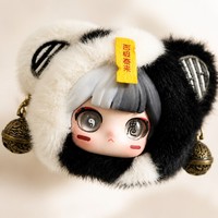 Porte-clés en vinyle personnalisé, style chinois, avec breloque clochette panda, pendentif en peluche doux, cadeau