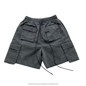 OEM Manufacturer Acid Wash Cargo Shorts Men Custom Drawstring <b>Baggy</b> Cotton Sweat Shorts French Terry Shorts Streetwear - Product Image 2