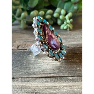 Darlene Begay Turquoise Sterling <b>Silver</b> <b>Adjustable</b> Boho <b>Ring</b> - Product Image 3