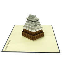 Diseño personalizado 3D Tarjetas emergentes de felicitación para negocios Kokura Castle Modelo de Vietnam Proveedor HMG Impresión offset para Año Nuevo