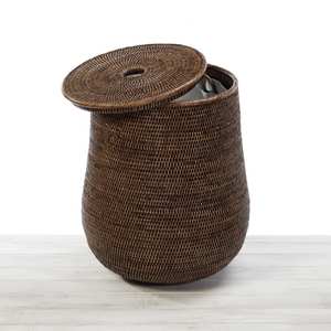 Rattan bin basket <b>hamper</b> bins <b>with</b> removable <b>lid</b> container <b>hampers</b> for home storage organization - Product Image 3