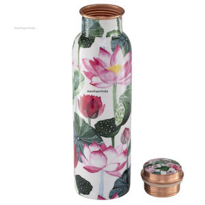 Producto más vendido Botella de agua potable de cobre puro Esmalte Diseño impreso Tamaño personalizado Salud consciente en el gimnasio Escuela de yoga - Product Image 2