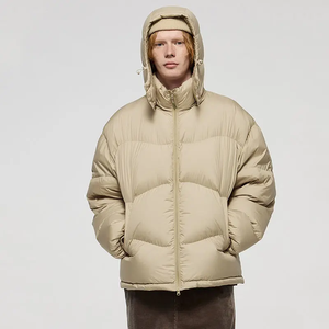 Customized Winter Puffer <b>Jacket</b> with Stand Collar Breathable <b>Canvas</b> Fabric Plus Size Casual Style Zipper - Product Image 4