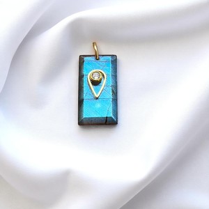 Plaqué or CZ Labradorite Baguette Pendentif Charmes Petit Rectangle Pendentif avec Anneau de Saut pour la Fabrication de Bijoux DIY - Product Image 1