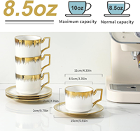 Juego de Tazas y Platos de Café de Porcelana Cerámica Estilo Occidental Clásico de Lujo, Ecológico, con Logotipo y Color Personalizados, Bajo MOQ