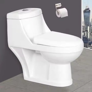 Articles sanitaires promotionnels-Commode de salle de bain monobloc en céramique blanche de l'Inde, placard à eau au sol - Product Image 3