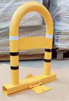 Poteau de stationnement de verrouillage à clé pliable de type U jaune à verrouillage manuel durable pour barrière de trafic de parkings privés et publics