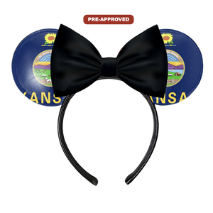 Custom Factory Order H.E.R. Accessories Vinyl Headband-Made-to-Order Concept <b>Mouse</b> Ears Bowknot State Flag Kansas Design - Product Image 1