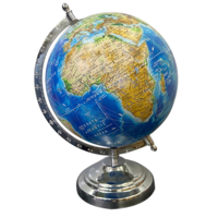 Globo de metal flotante con mapa del mundo gris de calidad superior fabricado en la India para decoración de oficinas y fines educativos