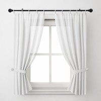 Tringle à rideau simple noire mate, réglable et télescopique, pour chambre, bureau, hôtel