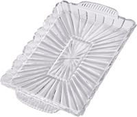 Plateau de service rectangulaire en cristal transparent de 16.1 pouces assiettes de fruits décoration plateau en cristal pour cadeau de fête de mariage