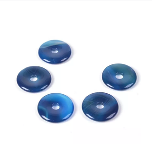 Collier en pierres précieuses Donuts en onyx bleu Donut en pierre naturelle Cristal Reiki Pierres précieuses de guérison Donuts en agate Grossiste - Product Image 4