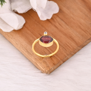 Anillo de Compromiso de Plata de Ley 925 con Granate Natural de Mozambique, Chapado en Oro, Anillos Alternativos, Regalo para Mujer - Product Image 4
