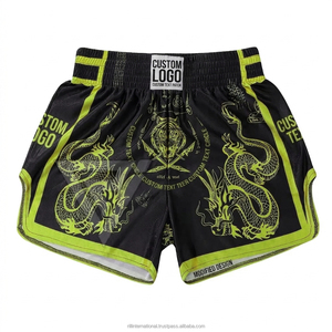 Thai Fitness Shorts RILL INTERNATIONAL Structured Workout Programs Breathable Construction Long Training Wear Front 100% Unisex - Product Image 3