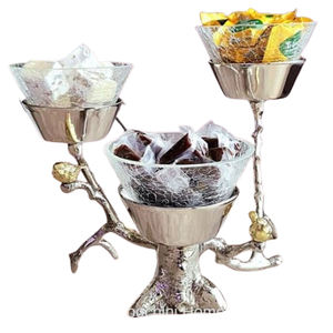 Rama de árbol Diseño en forma de hoja Tazón de color negro pulido brillante Aluminio Acero inoxidable Metal Alta calidad con cuenco para cubiertos - Product Image 5