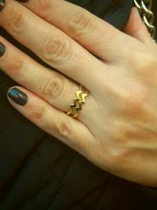 925 Sterling Silver Gold Rose Gold Vermeil Aquarius Horoscope Ring Minimalist Zodiac Sign Adjustable Band Handmade Unisex - Product Image 4