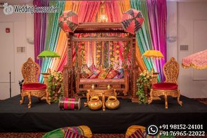 Outdoor Sangeet Stage Ceremony Golden Swing Arabian Theme Wedding Mehndi Night stage Jhula <b>set</b> Beautiful Jhula <b>set</b> Sydney Event - Product Image 4