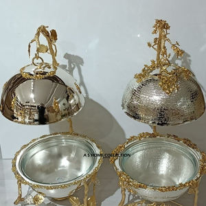 Support décoratif en forme de branche d'arbre couleur or brillant Design de fleurs uniques Vaisselle Bols de service en métal Paire de 2 - Product Image 6