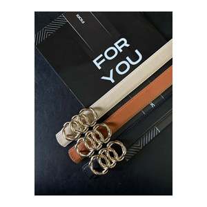 Ceinture pour femme en cuir véritable à boucle intégrée, 3 pièces, pour pantalon, veste et robe - Noir-Brun-Beige - Product Image 4
